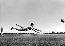 Rugby player in air