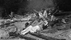 Eric [Burton], [Alan McAnally], Iris [Burton], and Mrs. Burton on our way from Pender Island having lunch