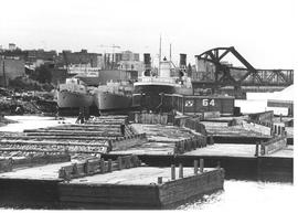 HMCS Jonquiere and Stettler at Capital Iron wharf for scrap