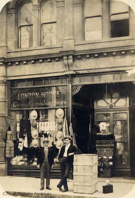 Elijah Howe Anderson outside his store "London House" at 47 Johnson Street