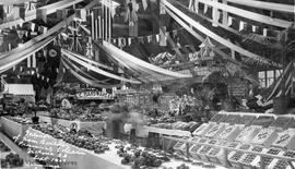 Exhibition building at Willow's Fairgrounds during the Provincial Exhibition, interior