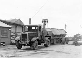 City of Victoria garbage truck at the garbage wharf