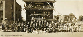 Panorama of group outside Chinese School, Fisgard Street on 40th anniversary of school