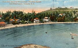 Fowl [i.e. Foul] Bay showing government wireless station and observatory, Victoria, B.C.