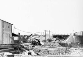 Johnson Street Bridge under construction, grading - Johnson Street extension