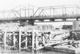 Old Esquimalt & Nanaimo Railway (E&N) Bridge during the Johnson Street Bridge construction