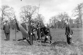 Sir Arthur Currie planting tree in Mayor's Grove, Beacon Hill Park