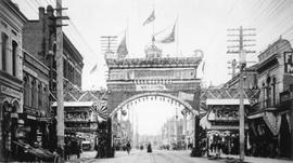 Chinese arch erected on Government Street for the visit of Earl Grey