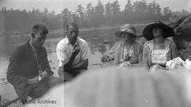 Bobby Pollock, Eric [Burton], Mrs. Burton, and Iris [Burton] on our way to Salt Spring Island and having lunch