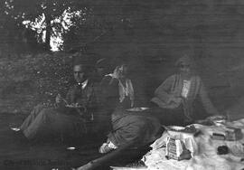 Group picnicking at the beach