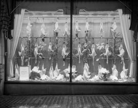 H.B. Co. window display, Christmas turkeys