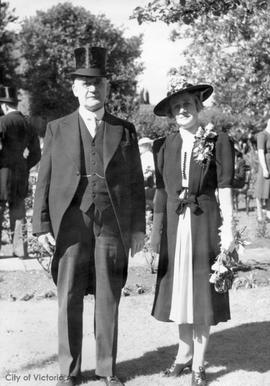 Alderman and Mrs. J.A. Worthington 28 Douglas Street after meeting the King and Queen