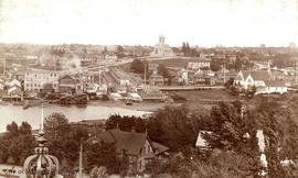 Looking north east from the Parliament Buildings towards Christ Church Cathedral, centre background