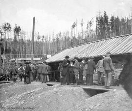 Board of Trade trip to a saw mill, possibly near Crofton, British Columbia