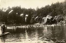 Start of canoe race, Gorge Regatta.