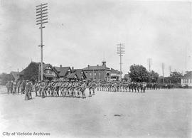 Cadets of the 388th marching on the grounds of Central School, Yates Street