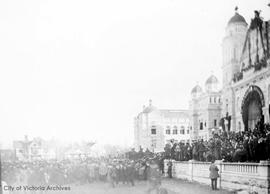 Memorial services for Queen Victoria in front of the Parliament Buildings