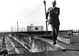 Frank Hunter, long-time City Clerk, jogging at Ogden Point