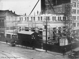 Bank of Nova Scotia under construction at N.E. corner of Yates Street and Douglas Street