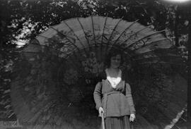 Mary Rattenbury holding parasol