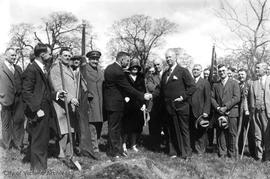 Tree planting ceremony with Sir Arthur Currie in Mayor's Grove, Beacon Hill Park