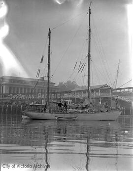 Naval officers sailing ship