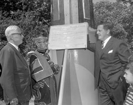 Ceremony raising the world's tallest totem in Beacon Hill Park