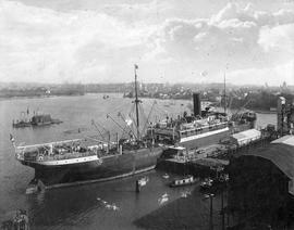 Ship loading a Victoria Chemical Company wharf, Outer Harbour